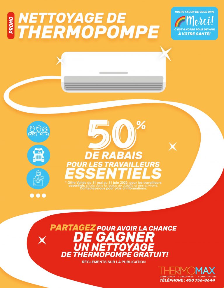 Concours ET Nettoyage de thermopompe à 50% de rabais - Thermomax Joliette - mai 2020
